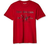 True Religion Men's Short Sleeve Metallic Buddha Tee T-Shirt, True Red, Medium