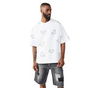 True Religion Men's Ss Hs Print Oversized Tee, Optic White, XXL