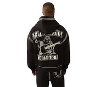 True Religion Men's Super QT Cinched Zip Up Hoodie | Mens Sweatshirts, Jet Black, XL