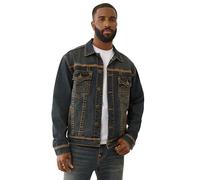 True Religion Men's Super T Flatlock Trucker Jacket, Greenland Dark Wash, 3XL