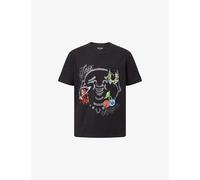 True Religion Mens True Religion Buddha Face Graphic-Print Cotton T-Shirt Jet Black S