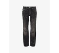 True Religion Mens True Religion Crystal Embellished Straight-Leg Denim Jeans Deep Silence Black Wash 32