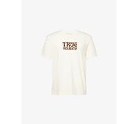 True Religion Mens True Religion Wavy Buddha Graphic-Print Cotton T-Shirt Winter White M