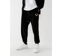 True Religion Mens Velour Logo Sweatpants, Black Joggers BLACK L