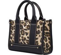 True Religion Unisex's Mini Tote Bag, Small Canvas Carryall with Handles and Inner Pocket for Women, Leopard