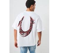 TRUE RELIGION Paint Back Graphic Oversized T-Shirt, White, Size L, Men White