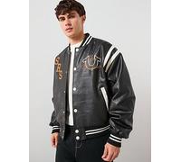 TRUE RELIGION Retro Varsity Bomber Jacket, Black, Size M, Men Black