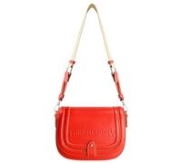 True Religion Women's Saddle Bag, Bombe Logo Shoulder Purse Handbag, Red