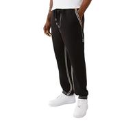 True Religion Super QT Men's Jogger | Relaxed Fit Sweatpants with Fleece Lining, Super T Stitching, Jet Black, X-Large