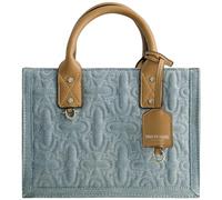 True Religion Women's Tote Bag, Quilted Horseshoe Denim Travel Shoulder Handbag with Adjustable Crossbody Strap, Light Blue, 10.5 x 4 x 7.5 inches