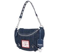True Religion Unisex's Hobo Shoulder Bag Purse, Denim Travel Handbag with Chain Strap, Light Blue