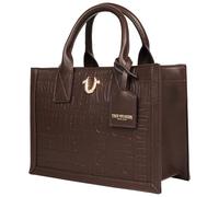 True Religion Unisex's Mega Logo Modern Tote, Structured Everyday Shoulder Bag, Adjustable Crossbody Strap, Spacious Interior, Chocolate