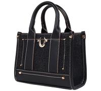 True Religion Unisex's Mini Tote Bag with Logo Strap, Structured Casual Purse with Top Handles and Crossbody, Black
