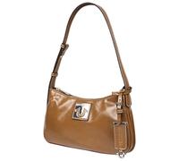 True Religion Unisex's Shoulder Bag, Crinkle Finish Purse with Logo Plaque, Adjustable Strap and Gold Hardware, Camel
