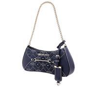 True Religion Unisex's Shoulder Bag, Studded Chain Purse with Monogram Stitching, Contrast Trim and Mixed Metal Hardware, Dark Denim