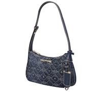 True Religion Unisex's Shoulder Bag, Studded Purse with Quilted Horseshoe Pattern, Adjustable Strap and Gold Hardware, Dark Denim