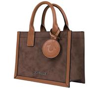 True Religion Unisex's Suede Tote Bag, Women’s Structured Handbag with Adjustable Strap, Magnetic Snap Closure, Brown