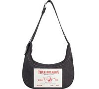 True Religion Unisex's Women's Shoulder Bag Purse, Buddha Pocket Denim Hobo Handbag with Adjustable Strap, Black