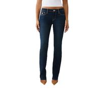 True Religion Women's Billie Single Needle Mid Rise Flap Straight, Blue, 28