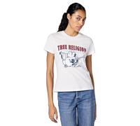 True Religion Women's Buddha Slim Vneck Tee, Optic White, XS