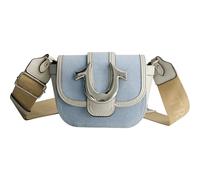 True Religion Women's Crossbody Bag, Faux Leather Mini Handbag with Adjustable Shoulder Strap, Light Blue
