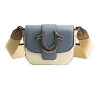 True Religion Women's Crossbody Bag, Mini Flap Adjustable Shoulder Handbag Purse with Horseshoe Logo, Blue