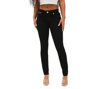 True Religion Women's Hallie Mid Rise Super Skinny Jeans, Black Body Rinse, 23