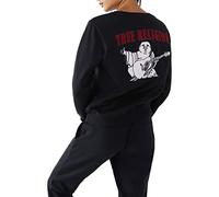 True Religion Women's Heritage Buddha Pullover, Jet Black, L