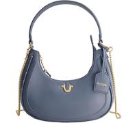 True Religion Women's Hobo Bag, Faux Leather Crescent Handbag with Adjustable Chain Strap, Blue