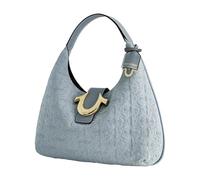 True Religion Women's Hobo Bag, Large Quilted Denim Crescent Handbag Purse
