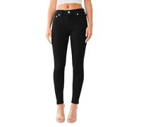 True Religion Women's Jennie Mid Rise Curvy Skinny, Black Body Rinse, 32