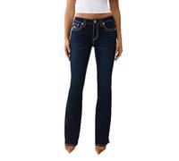 True Religion Women's Joey Big T Mid Rise Flap Flare, Blue, 32