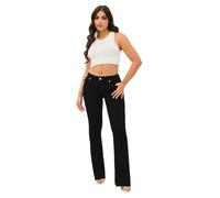 True Religion Women's Joey Mid Rise Flare Flap, Black Body Rinse, 28