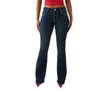 True Religion Women's Joey Single Needle Mid Rise Flap Flare, Blue, 28