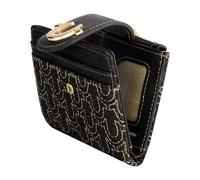 True Religion Women's Mini Wallet, Horseshoe Logo Small Compact Clutch Purse, Black, One Size, Black