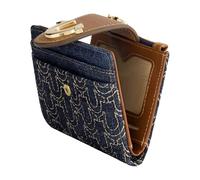 True Religion Women's Mini Wallet, Horseshoe Logo Small Compact Clutch Purse, Dark Denim, One Size, Dark Denim