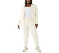 True Religion Women's Misses Lurex Big T Stitch Midrise Fleece Jogger, Winter White, M