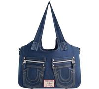 True Religion Women's Satchel Bag, Denim Crossbody Purse Handbag with Adjustable Removable Shoulder Strap, Blue, One Size