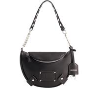 True Religion Women's Shoulder Bag Purse, Faux Suede Small Hobo Handbag with Chain Handle, Black