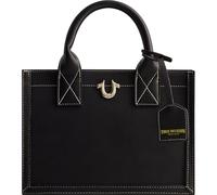 True Religion Women's Tote Bag, Faux Suede Medium Travel Purse Handbag with Adjustable Shoulder Strap and Horseshoe Logo, Black, Women's Tote Bag