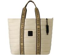 True Religion Women's Tote Bag, Quilted Nylon Travel Purse Handbag, Ivory