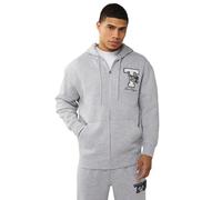 True Religion World Tour Champs Zip Up Sweatshirt with Horseshoe Logo & Bold Back Graphic, Heather Grey, L