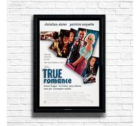 True Romance, 90s Movie Print Vintage Nostalgic Film Poster, A4 and A3 Size Frame Options Available, Home, Pub, Café, Bar Decoration Wall Art Print, House gift for movie lovers (A3 Framed (Black))
