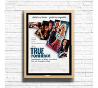 True Romance, 90s Movie Print Vintage Nostalgic Film Poster, A4 and A3 Size Frame Options Available, Home, Pub, Café, Bar Decoration Wall Art Print, House gift for movie lovers (A3 Framed (Oak))