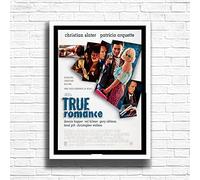True Romance, 90s Movie Print Vintage Nostalgic Film Poster, A4 and A3 Size Frame Options Available, Home, Pub, Café, Bar Decoration Wall Art Print, House gift for movie lovers (A3 Framed (White))