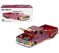 True Scale Miniatures Model Car Compatible with Chevrolet Silverado Dually on Fire V1 Red with Flames Limited Edition 1/64 Diecast Model Car Kaido House KHMG127