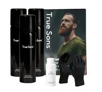 True Sons Hair Dye Foam for Men - Natural Look - Effortless, Multi-Use Dye Kit with Instant Color Booster Applicator, Ammonia-Free Formula For Sensitive Skin, Simpler Hair Dye (3 Bottles, Brown Black)