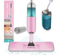 True & Tidy Multi-Surface Spray Mop with Refillable Water Bottle, Use Any Cleaning Solution Easy to Fill and Refill, SPRAY-250, Pink