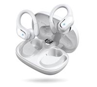 True Wireless Earbuds Bluetooth 5.3, Sport Earhooks Headphones with ENC Mic, 75H Playtime HiFi Stereo Sound, IPX7 Waterproof, LED Display, One-Step Pairing for Running Gym Workout (White)