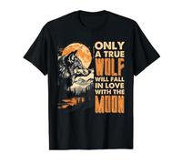 True Wolf Full Moon Love Quote Romantic Wildlife Night Value Graphic T-Shirt, Men, Black, S